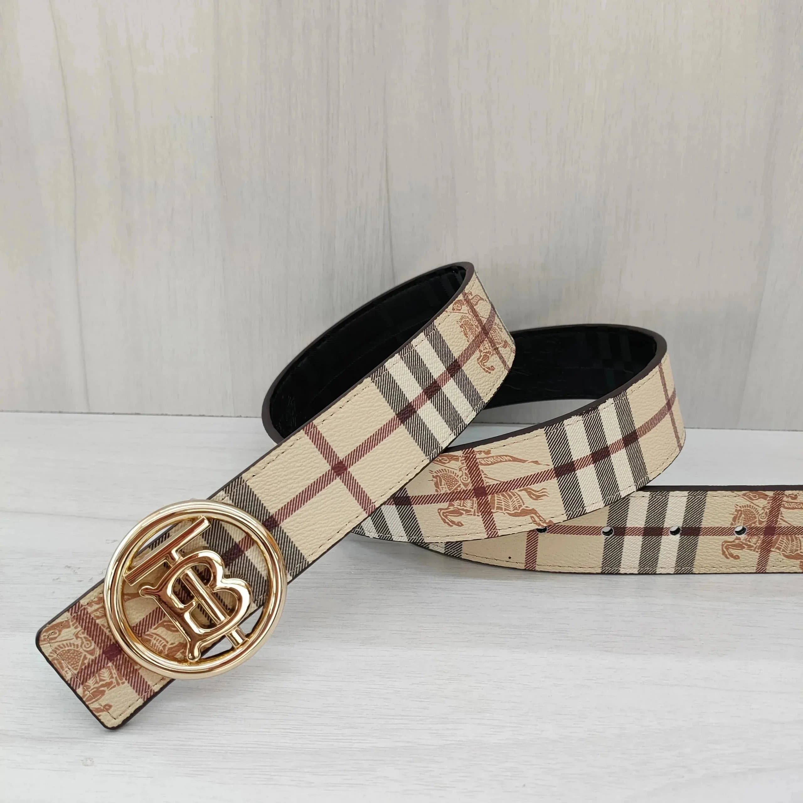 Burberry TB Monogram Belt Checkered Leather — Bur-02-02