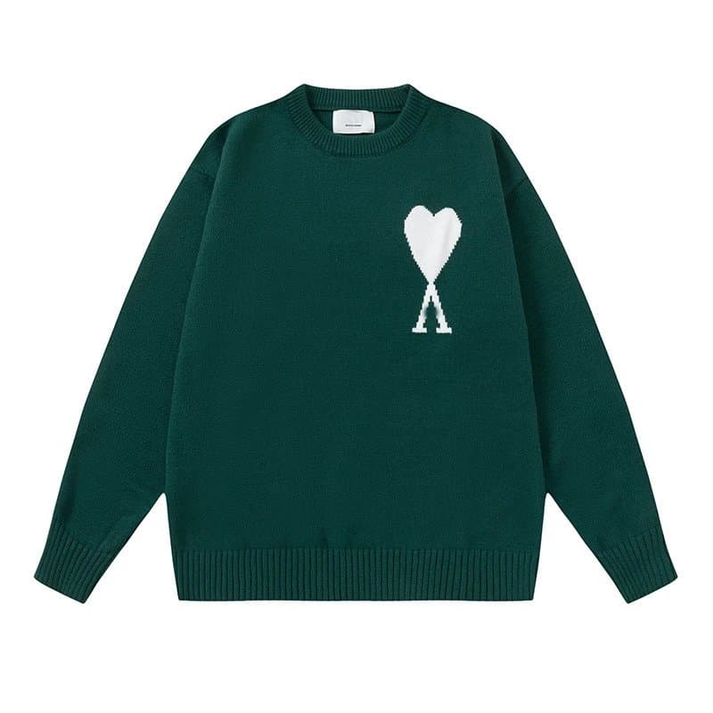 Amiri Knit Cardigan Heart Logo — 301#墨绿