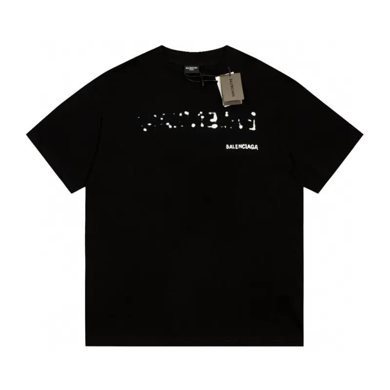 Balenciaga Logo Print T-Shirt Distressed White Logo