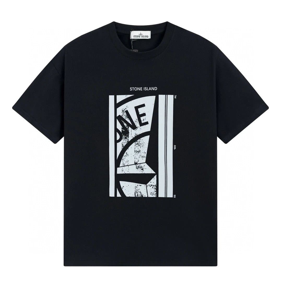 Stone Island Compass Logo T-Shirt Split Compass Print — 24
