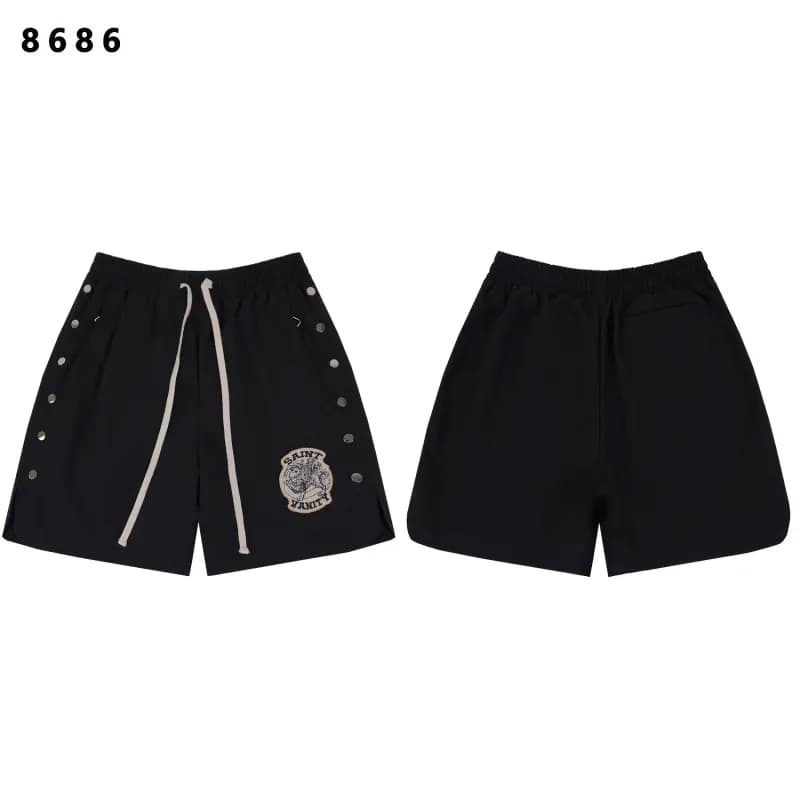 Denim Shorts Washed with Crystal Embellishment — 8686黑