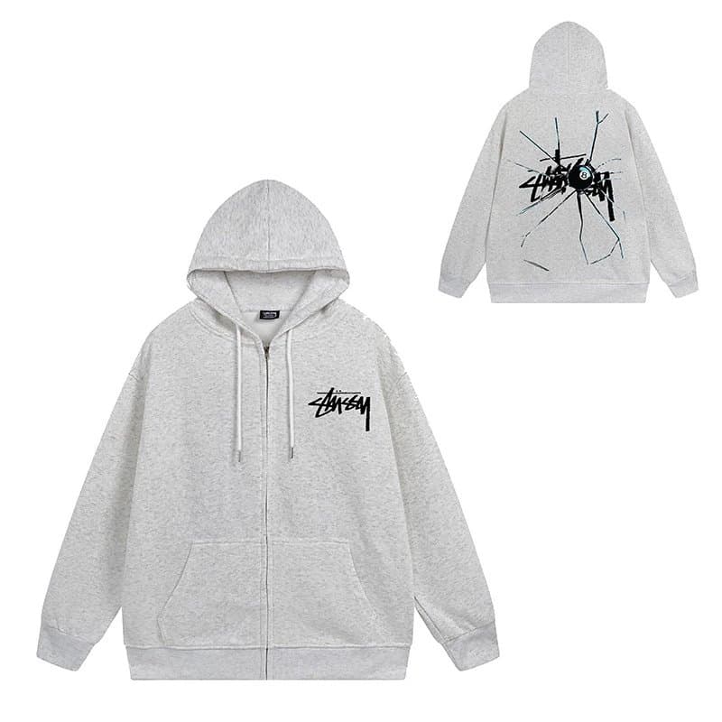 Stüssy Zip-Up Hoodie Cracked Glass Print