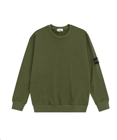 Stone Island Hooded Sweatshirt Compass Patch — 圆领军绿