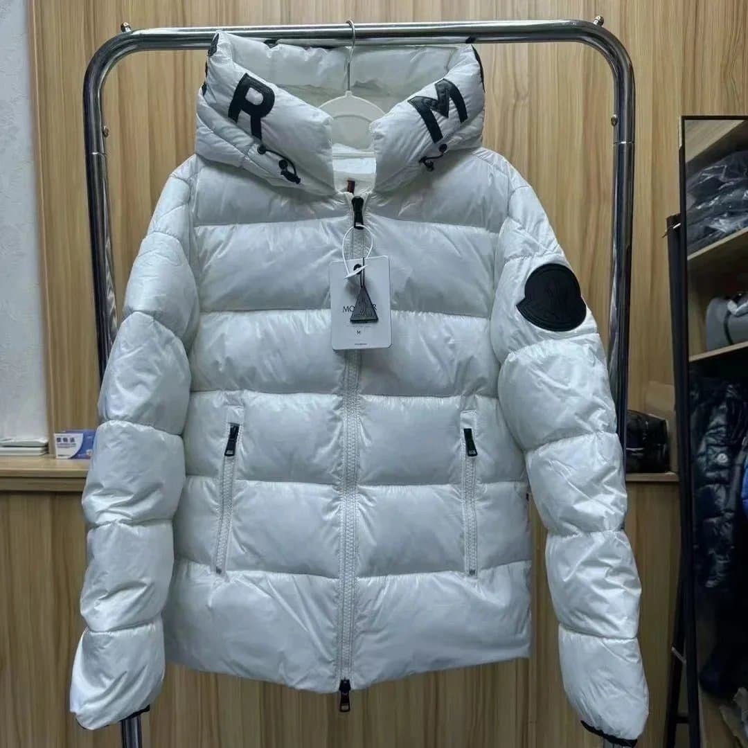 Moncler Puffer Jacket Glossy Navy with Logo Patch — H-2