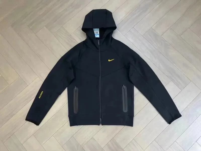 Nike Tech Fleece Hoodie Black with Yellow Swoosh
