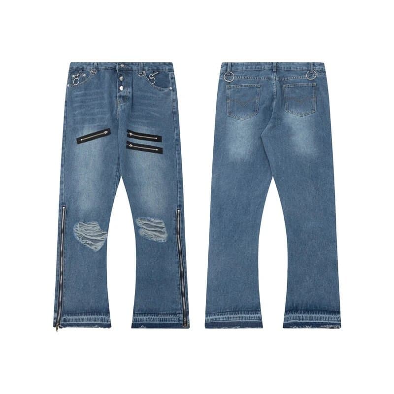 Gallery Dept. Distressed Flare Jeans Paint Splatter & Patchwork — G169蓝色