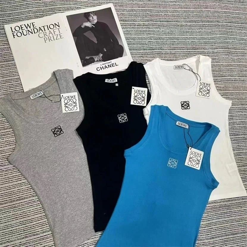 Loewe Ribbed Tank Top Anagram Logo — 30白