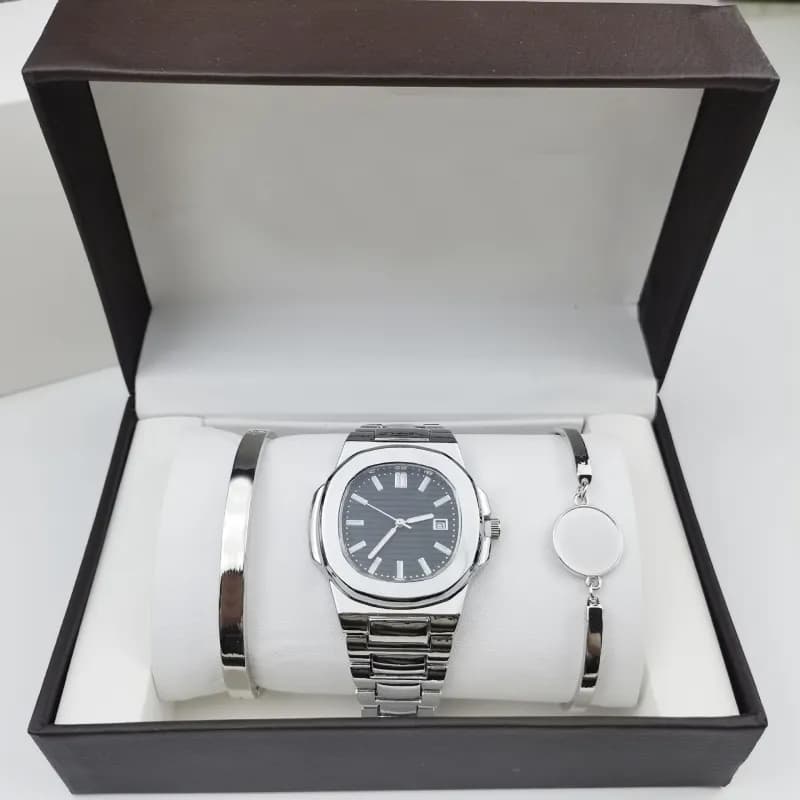 Audemars Piguet Royal Oak Blue Dial with Rubber Strap — Three piece set grenade without diamonds and black