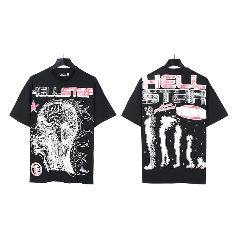 Graphic Tee Hellstar Skull & Silhouette Print