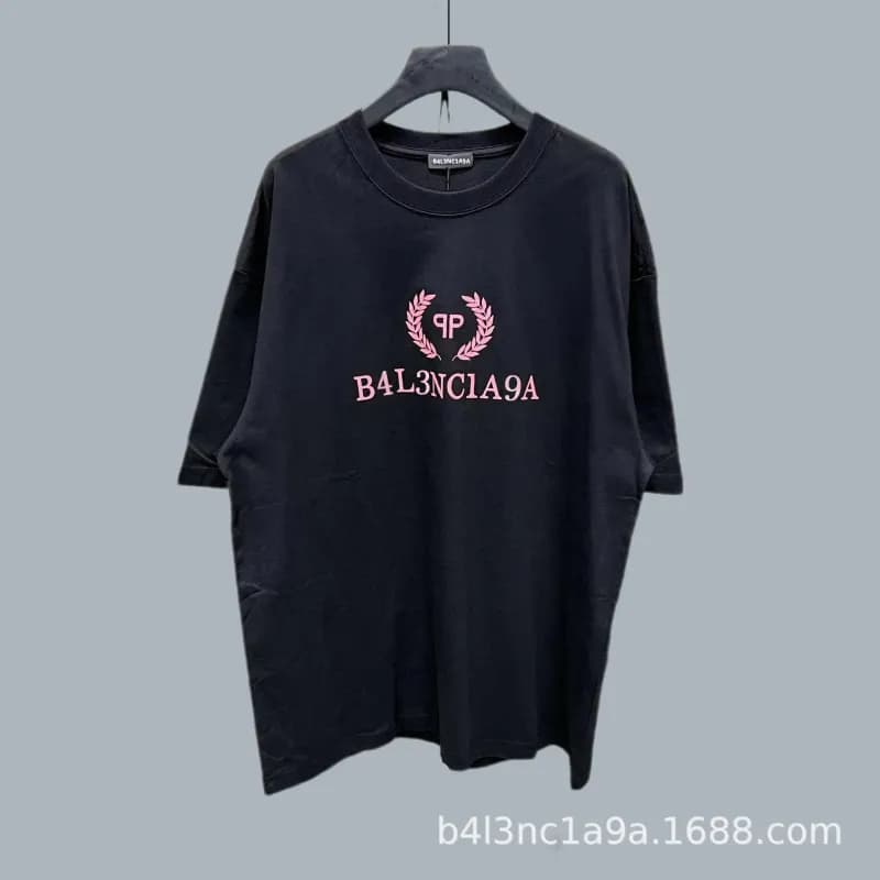 Balenciaga Logo T-Shirt Pink Laurel Wreath