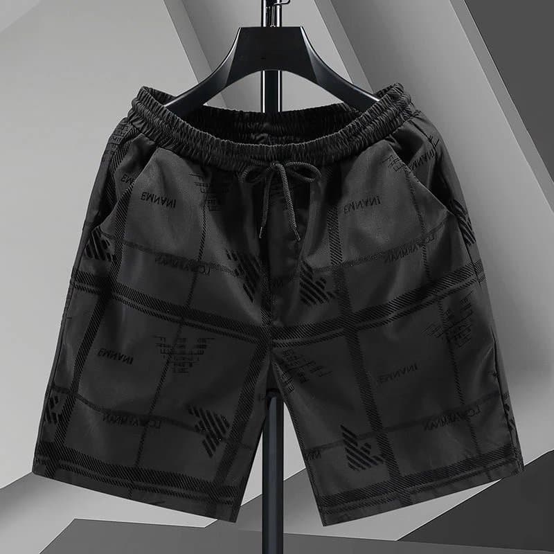 Emporio Armani Logo-Print Shorts All-Over Grid Logo