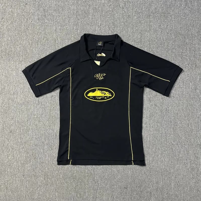 Sp5der Short-Sleeve Tee Embroidered Logo — 713 黑黄