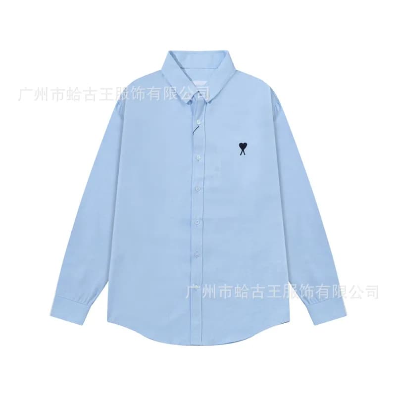 Button-Up Shirt Solid Navy — 蓝色-2219#