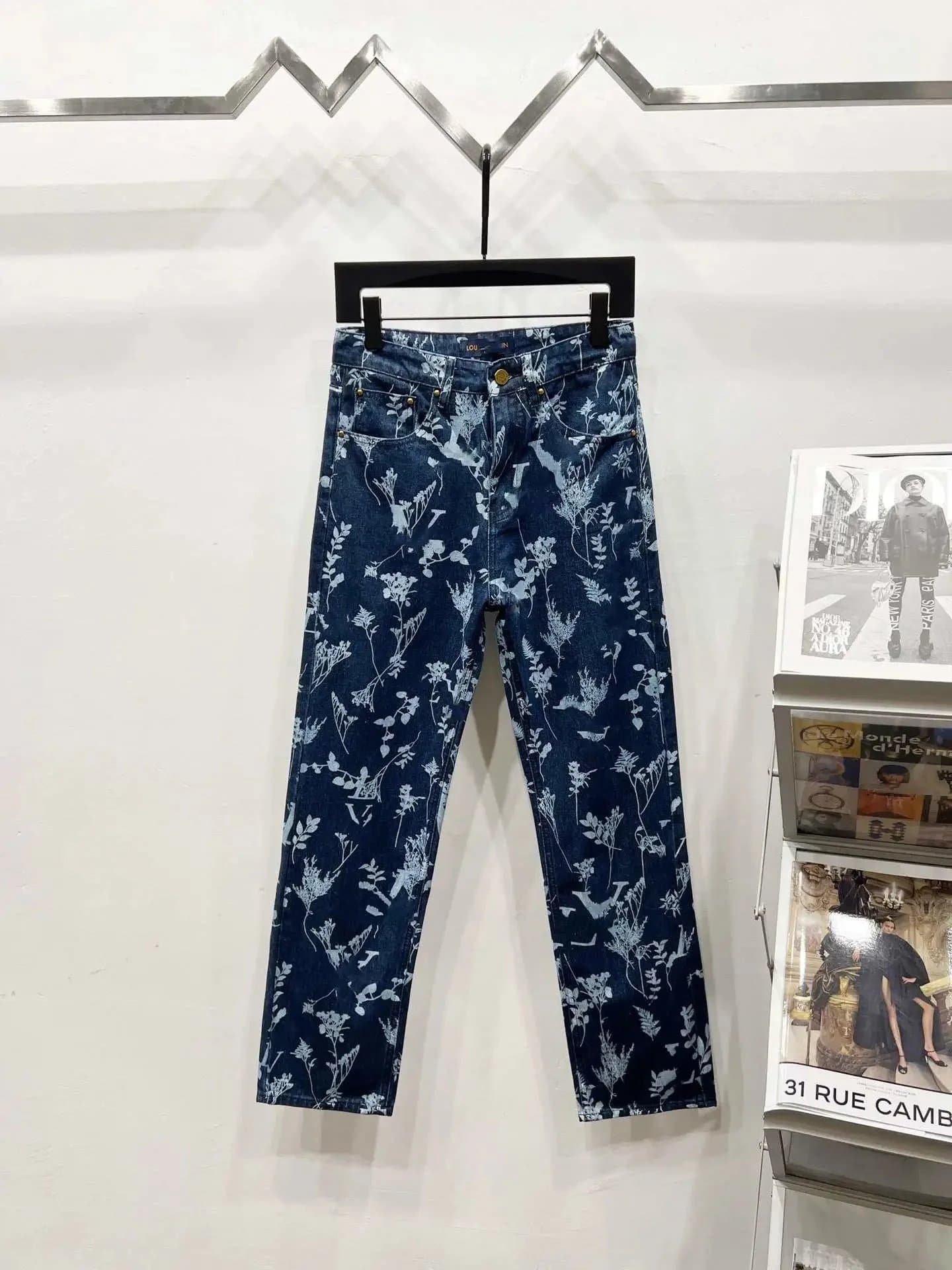 Louis Vuitton Printed Jeans Floral Botanical Print