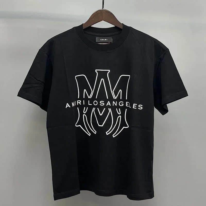 Amiri Graphic Tee Sequined Logo — 黑色大团
