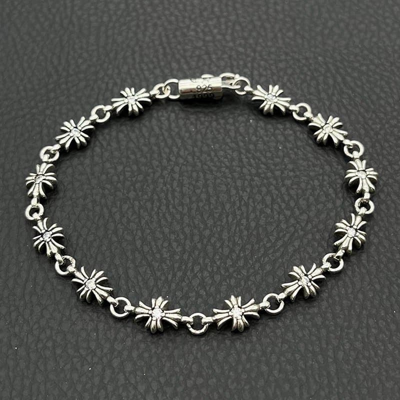 Chrome Hearts Dagger Charm Bracelet Flower Link — 18