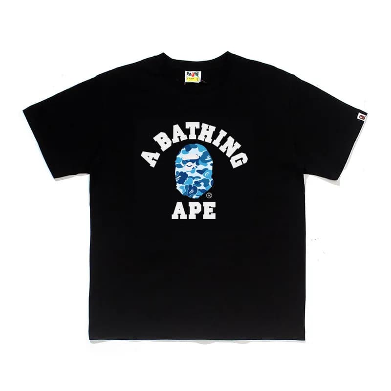 BAPE A Bathing Ape T-Shirt Blue Camo Ape Head