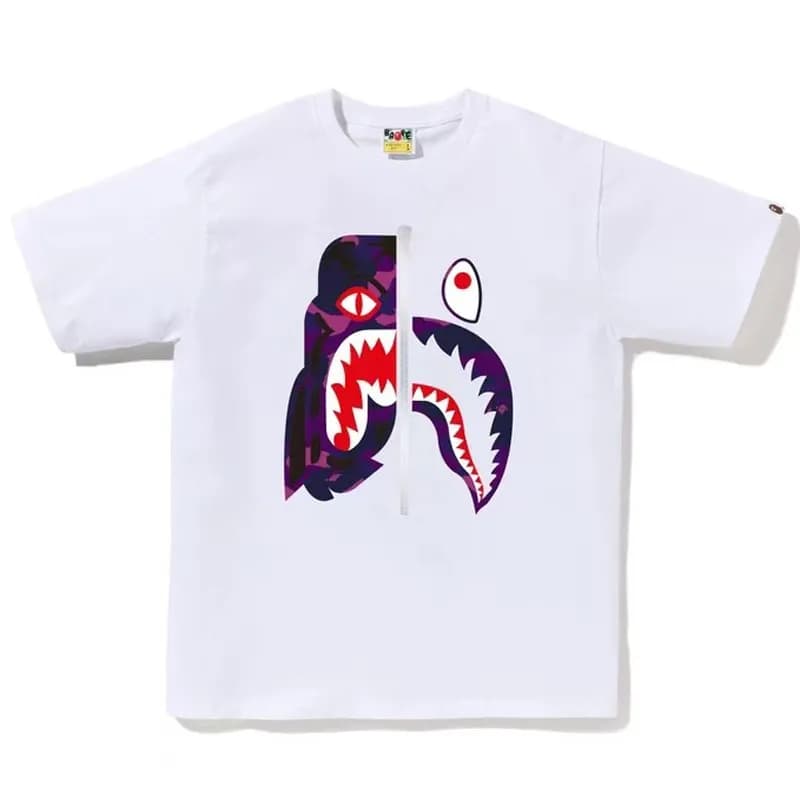 BAPE Shark Tee Purple Camo Shark Zip