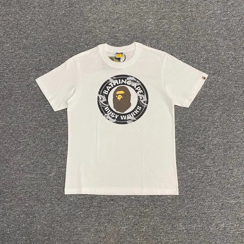 BAPE A Bathing Ape Tee College Logo — 73 白色