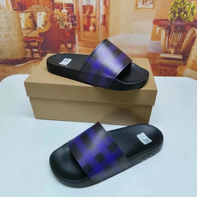 Balenciaga City Slide Checkered Purple