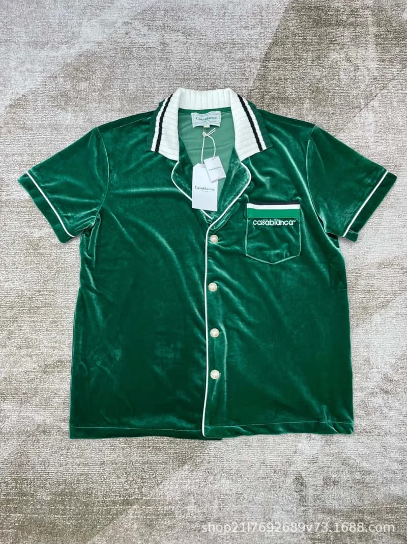Casablanca Polo Shirt Velvet Piping Collar