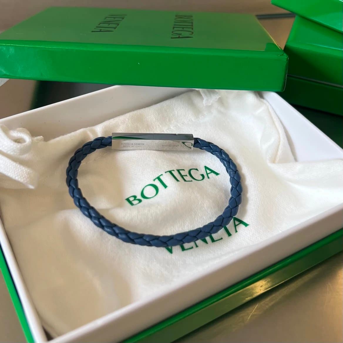 Bottega Veneta Braided Leather Bracelet Intrecciato