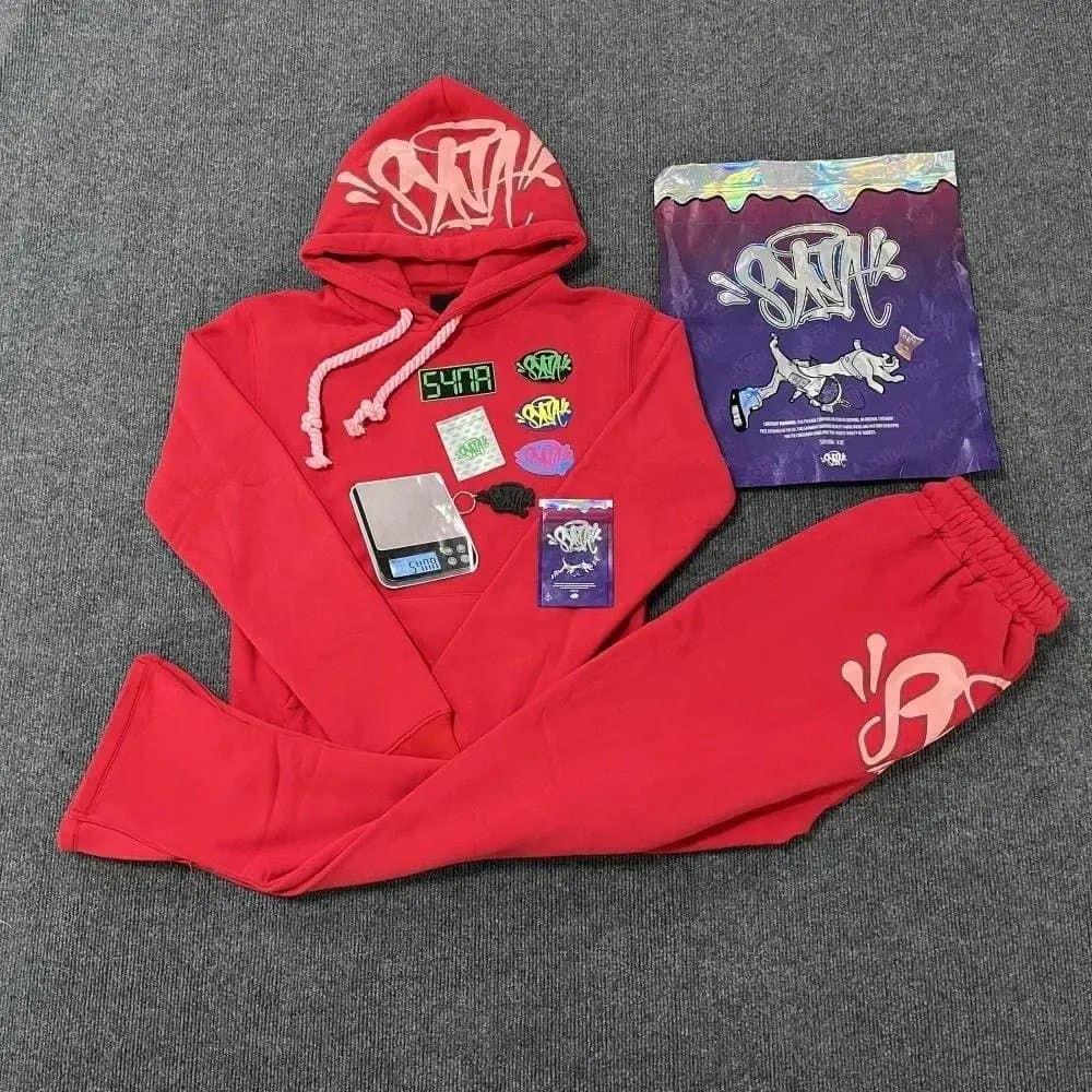 Broken Planet Logo Sweatpants Star Logo — T03红色套装【印粉图】
