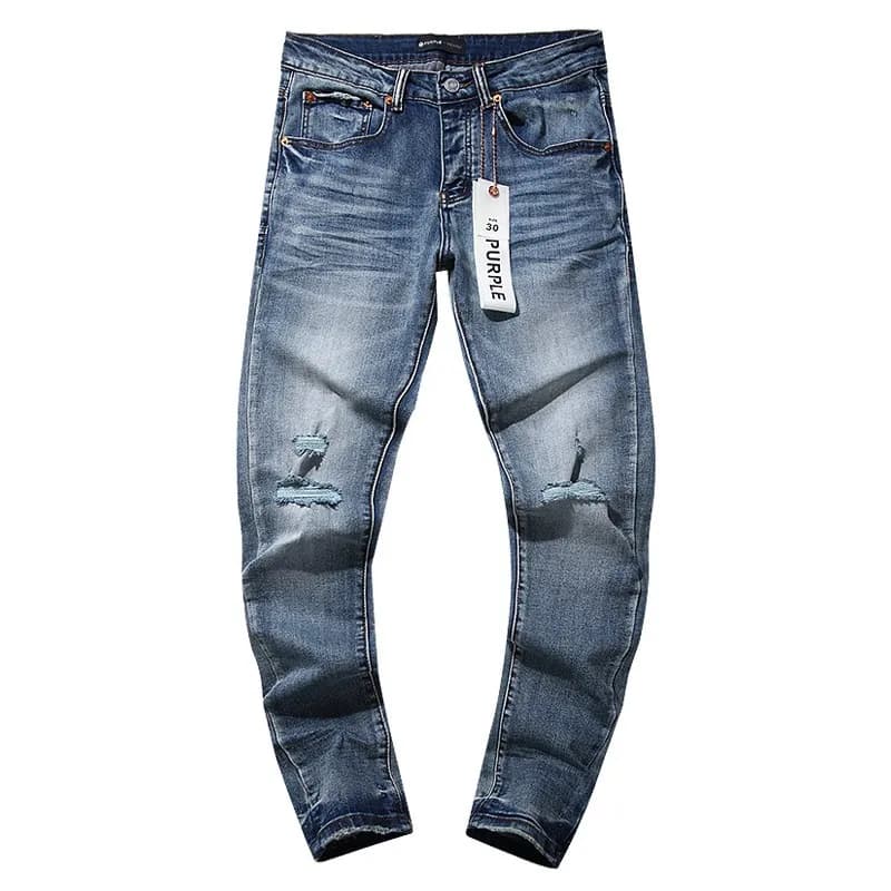 Distressed Patchwork Jeans Worn-in Wash with Contrast Patches — PU103