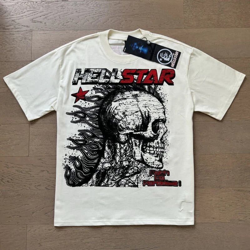 Hellstar Graphic Tee Flame Star Print — X567杏色