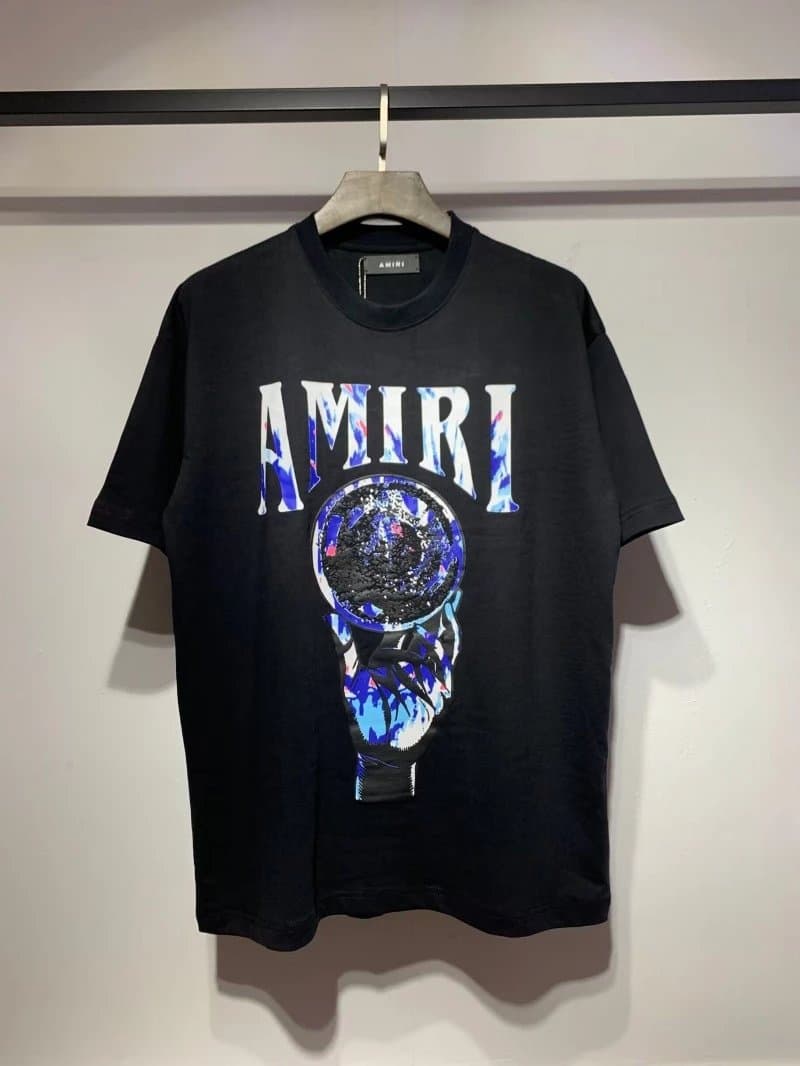 Amiri Graphic Tee Rainbow Drip Logo — 655 黑色