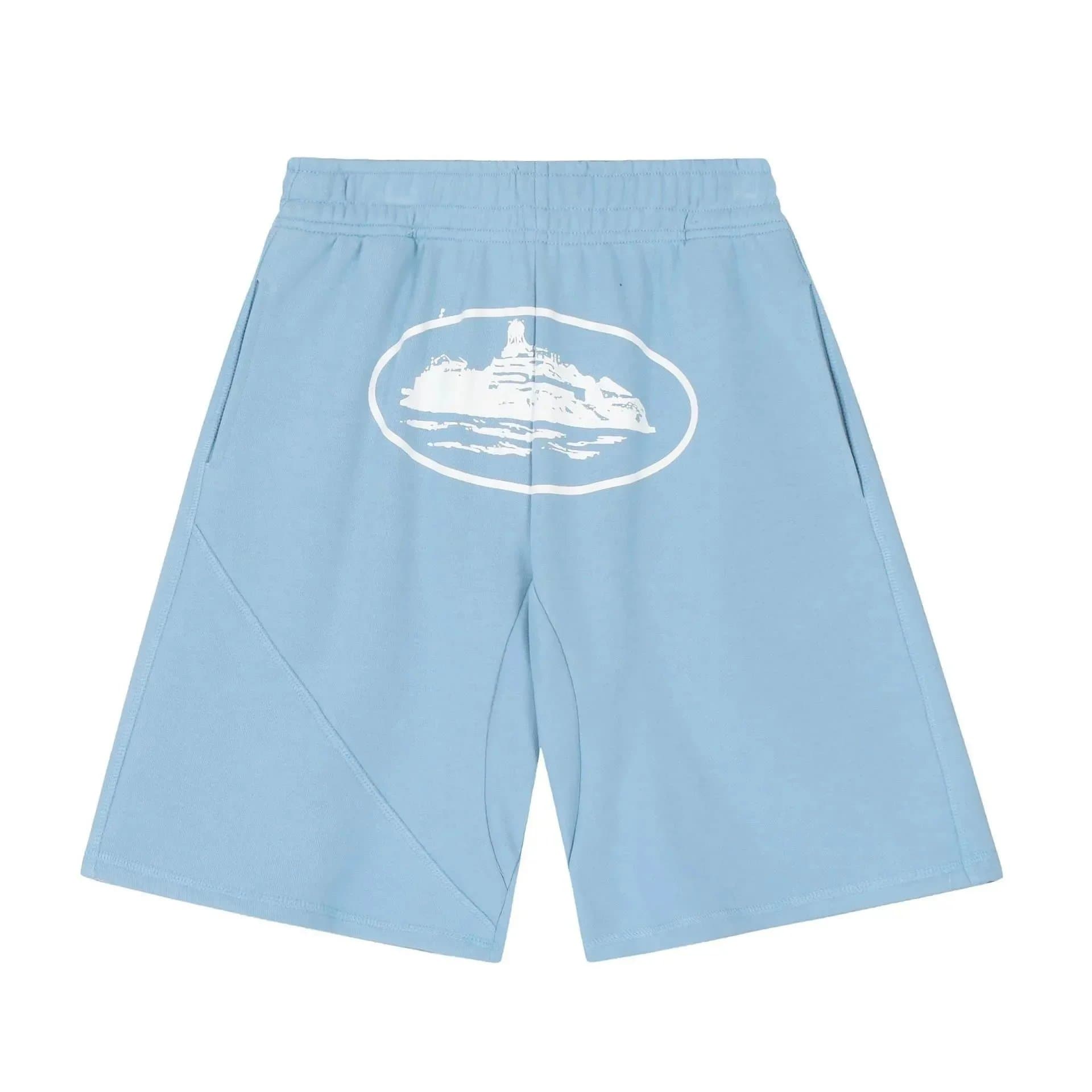 Travis Scott Logo Shorts Script Logo — 809浅蓝*Top quality