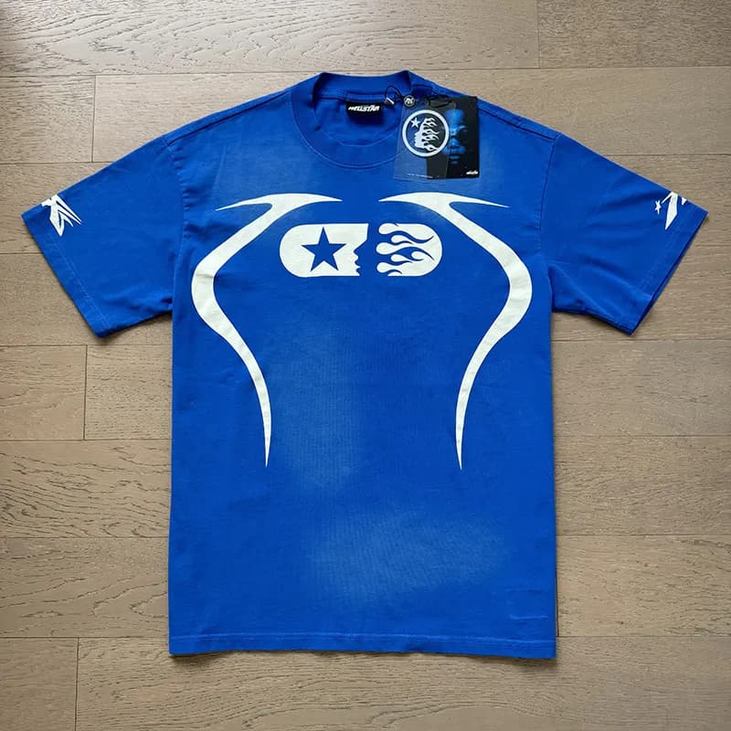 Hellstar Graphic Tee Acid Wash — 671 蓝色