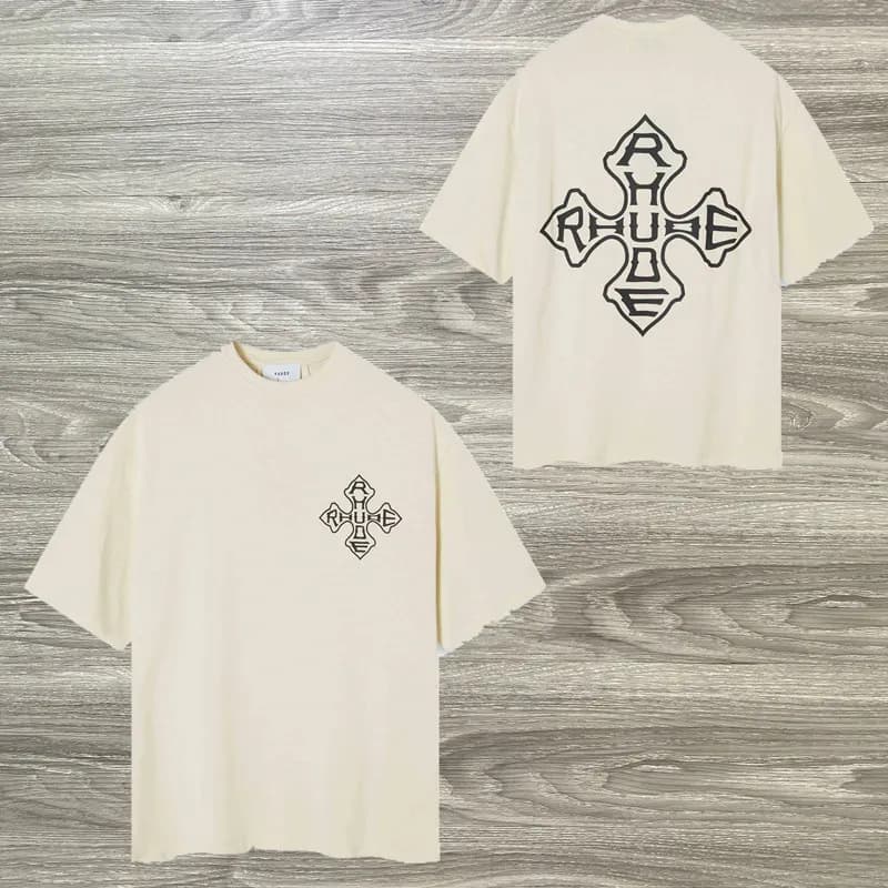 Rhude Graphic Tee Mountain Logo — 十字杏色