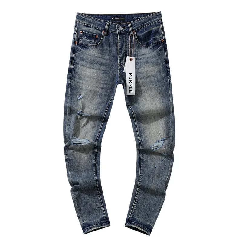 Distressed Patchwork Jeans Worn-in Wash with Contrast Patches — PU107
