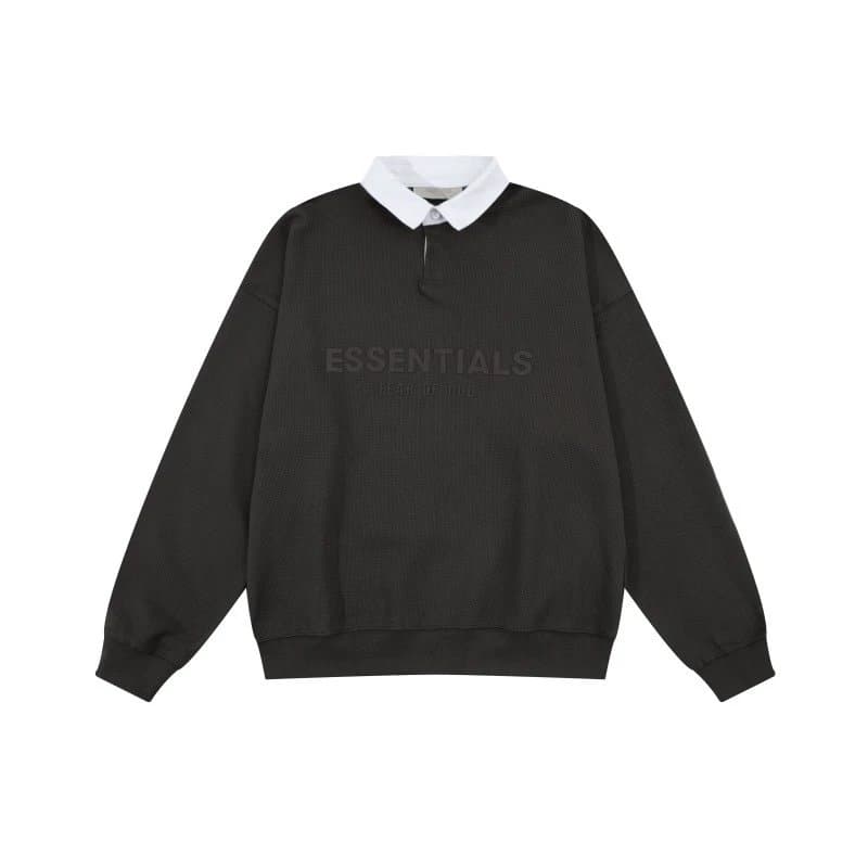 Fear of God Essentials Polo Sweatshirt Black with White Collar
