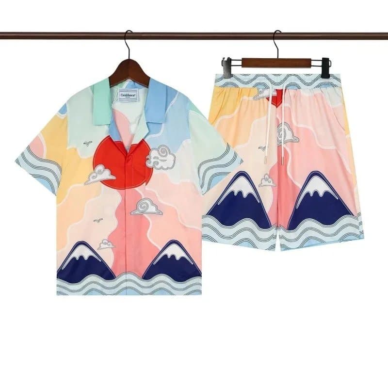 Casablanca Mountain Cloud Set Printed Camp Collar Shirt & Shorts