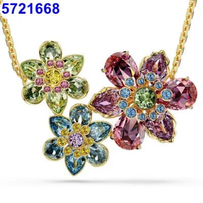 Swarovski Floral Pendant Necklace Multi-Gem Flower