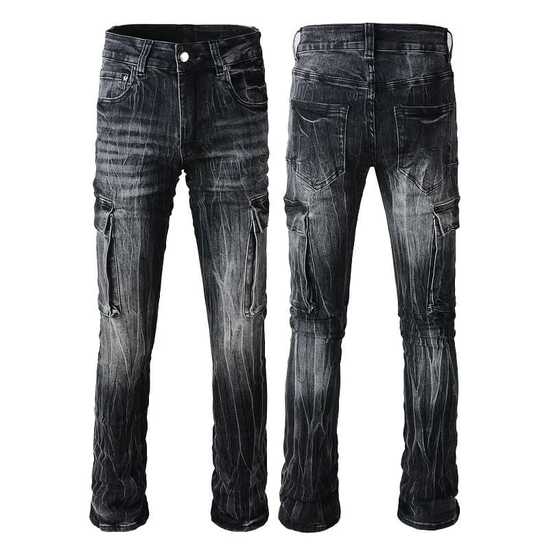 Distressed Skinny Jeans Fade Wash with Mesh Patch — 9314