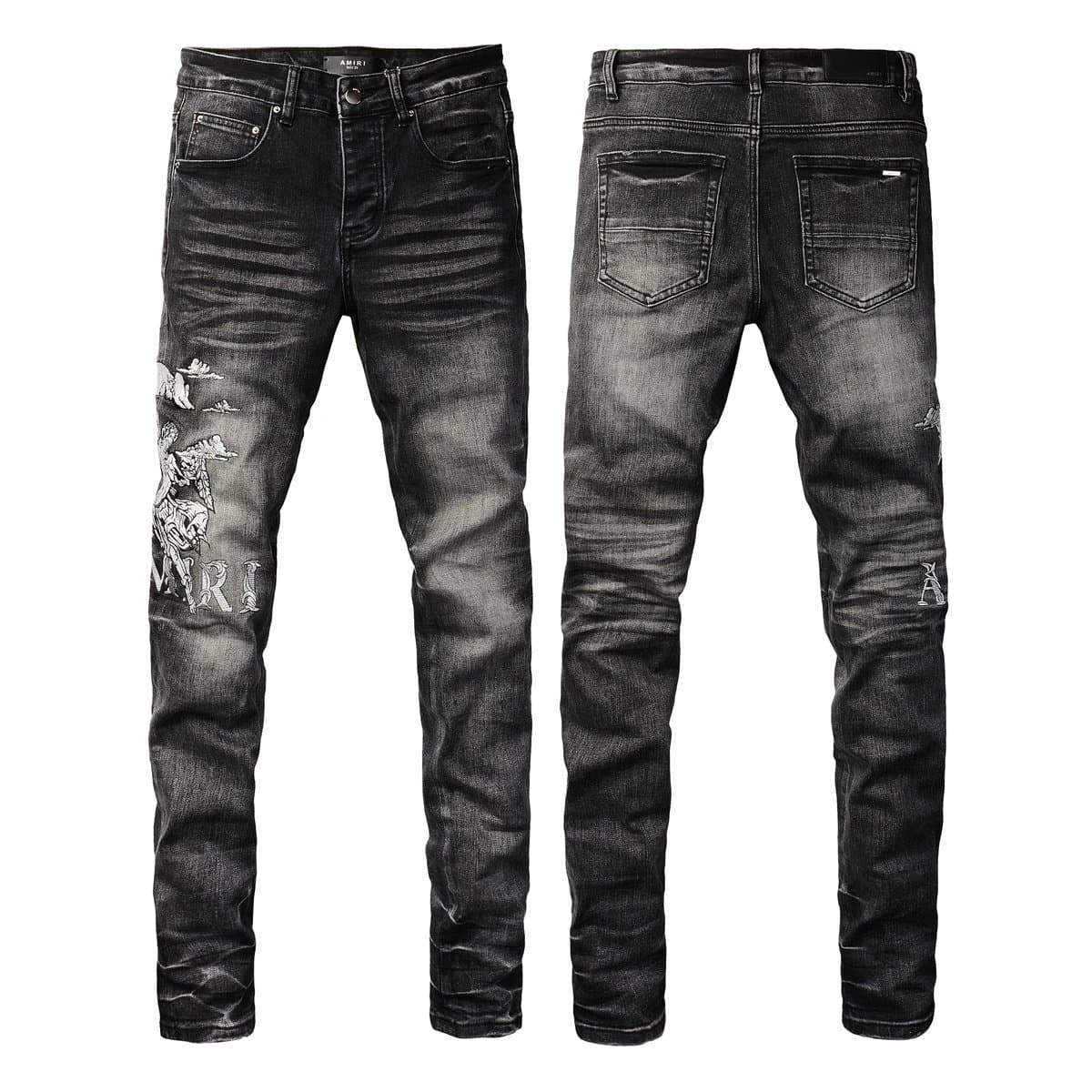 Amiri Motorcycle Jeans Distressed Light Wash — 8907