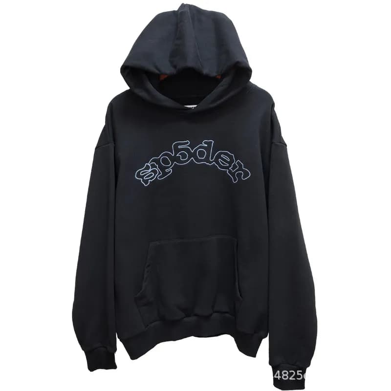 Sp5der Hooded Sweatshirt Spider Web Logo — 963黑色