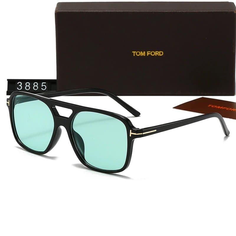Tom Ford Aviator Sunglasses Matte Black Frame with Green Lens