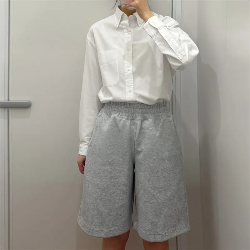Elastic-Waist Sweat Shorts Heather Grey