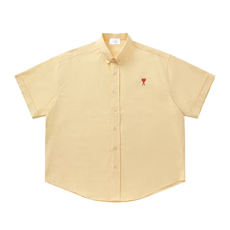 Button-Up Shirt Solid Navy — 浅黄色-827#