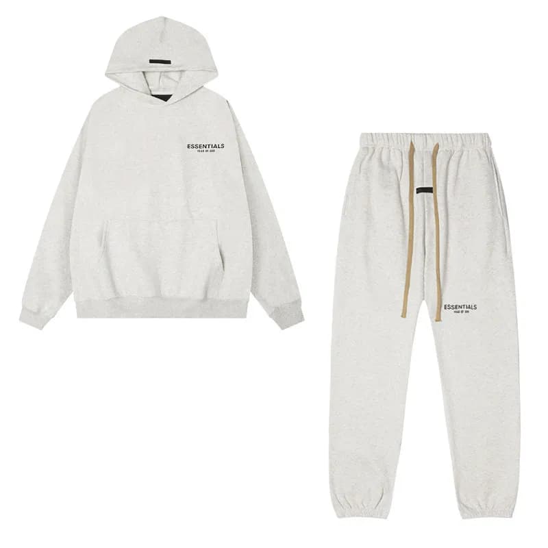 Hoodie and Joggers Set Fear of God Essentials Logo — 859硅胶字母套装白灰