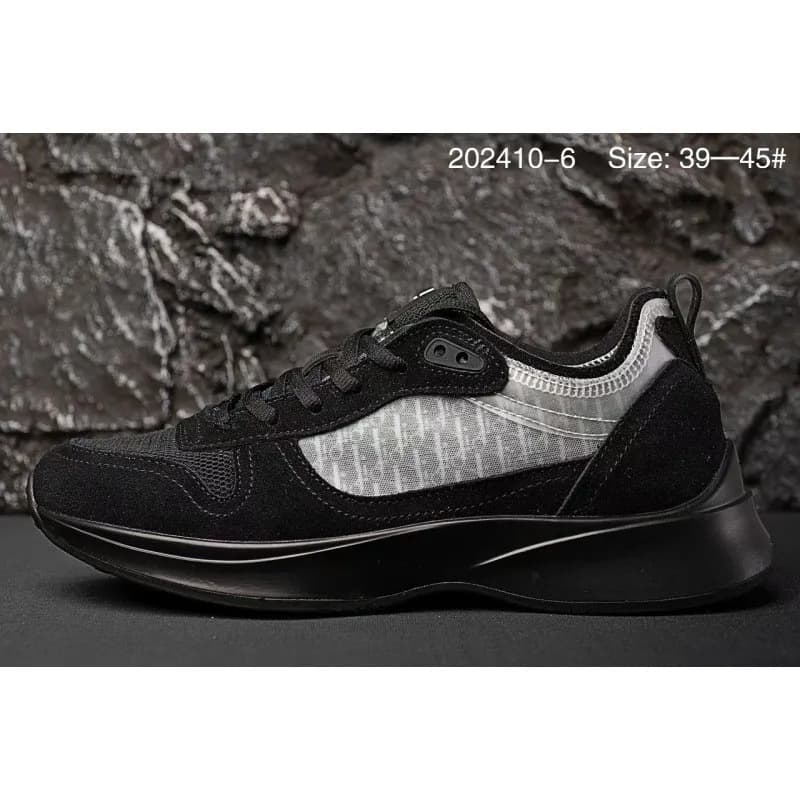 Low-Top Sneaker Black Grey Mesh Panel