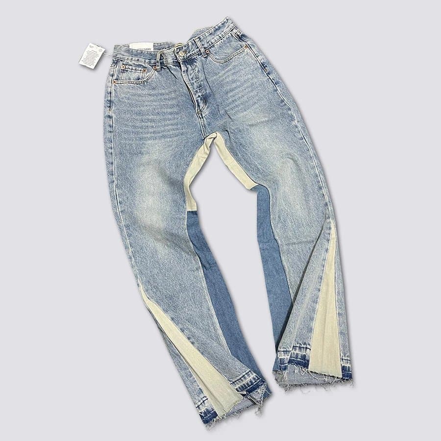 Gallery Dept. Flared Jeans Distressed Paint-Splatter — 牛仔蓝