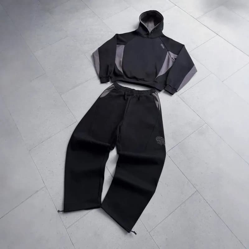Fear of God Essentials Hoodie and Joggers Set Black/Grey Panel