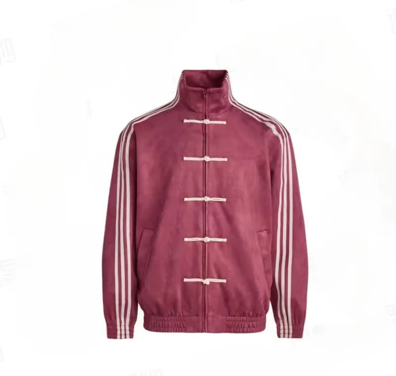 Adidas Mandarin Collar Jacket Three-Stripe — 红色