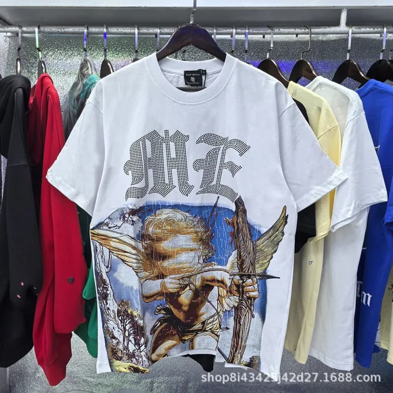 Mixed Emotion Graphic Tee Emotion Print with Rhinestones — EM001白色