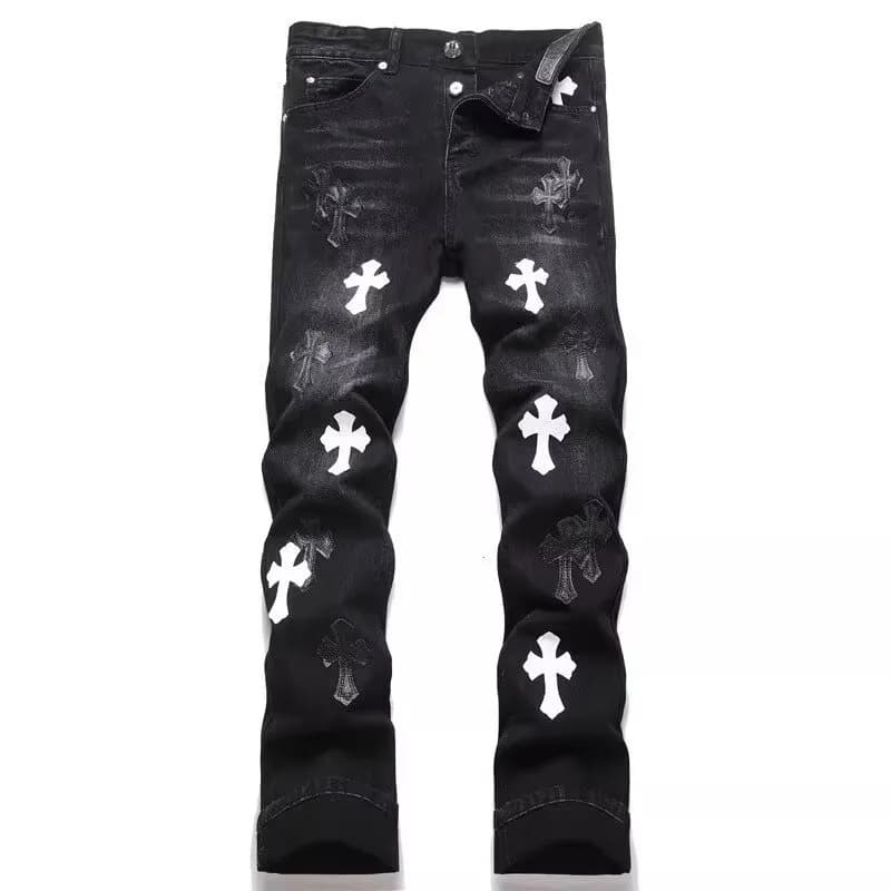 Straight-Leg Jeans Light Wash Distressed — 9919黑色